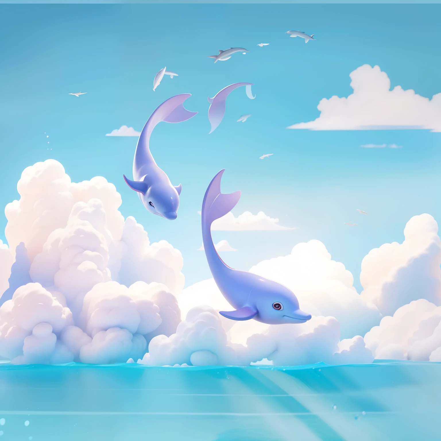 masterpiece, best quality, Super Detail, (whole body: 1.2), dolphin, Red Cliff, 3D Rendering, Q Print Style, 8K cartoon illustration, official art works