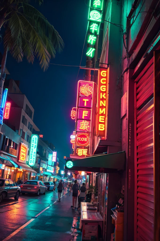 Neon sign, no one, tropical night