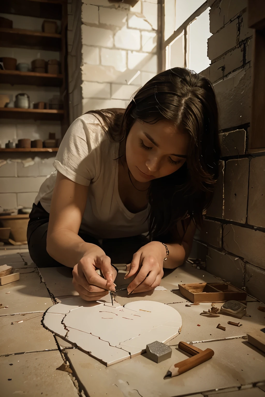 Drawing about God the potter rebuilding my shattered ceramic heart.