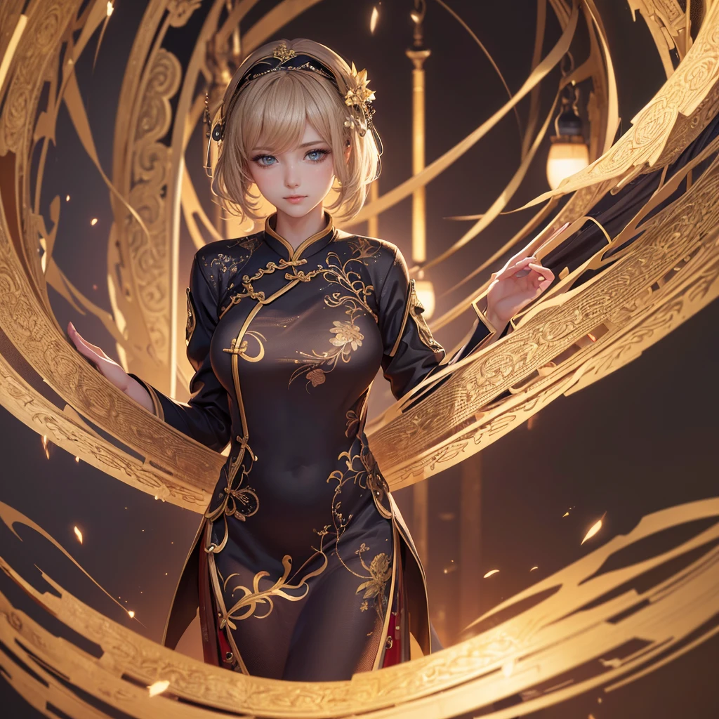 Highly detailed CG unit 8k wallpaper, masterpiece, High resolution, highest quality, highest quality real texture skin, Super Real, Digital Painting, Best image quality, 最High resolution, 8k, ((Highly detailed eyes and face)), 1girl, Beautiful eyes every detail, Full Body Shot,  Cheongsam,