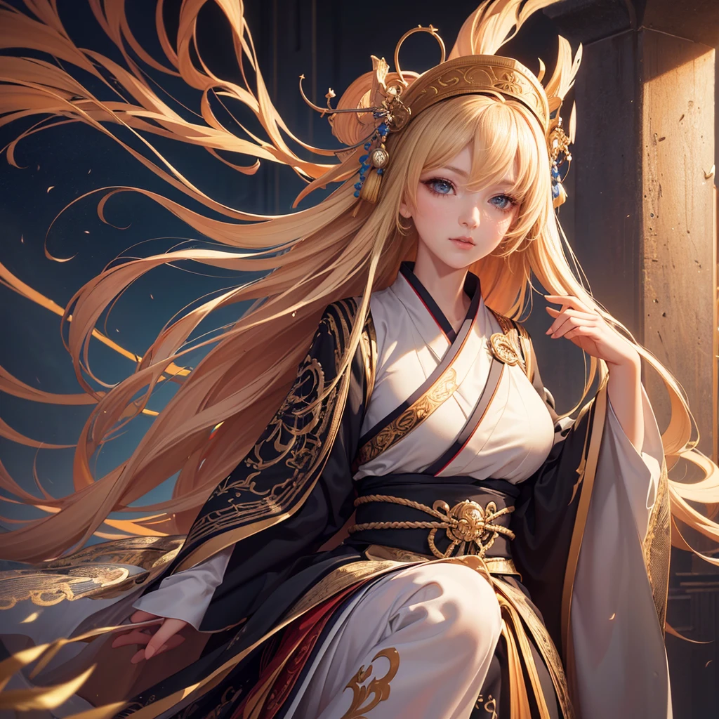 Highly detailed CG unit 8k wallpaper, masterpiece, High resolution, highest quality, highest quality real texture skin, Super Real, Digital Painting, Best image quality, 最High resolution, 8k, ((Highly detailed eyes and face)), 1girl, Beautiful eyes every detail, Full Body Shot, hanfu, 