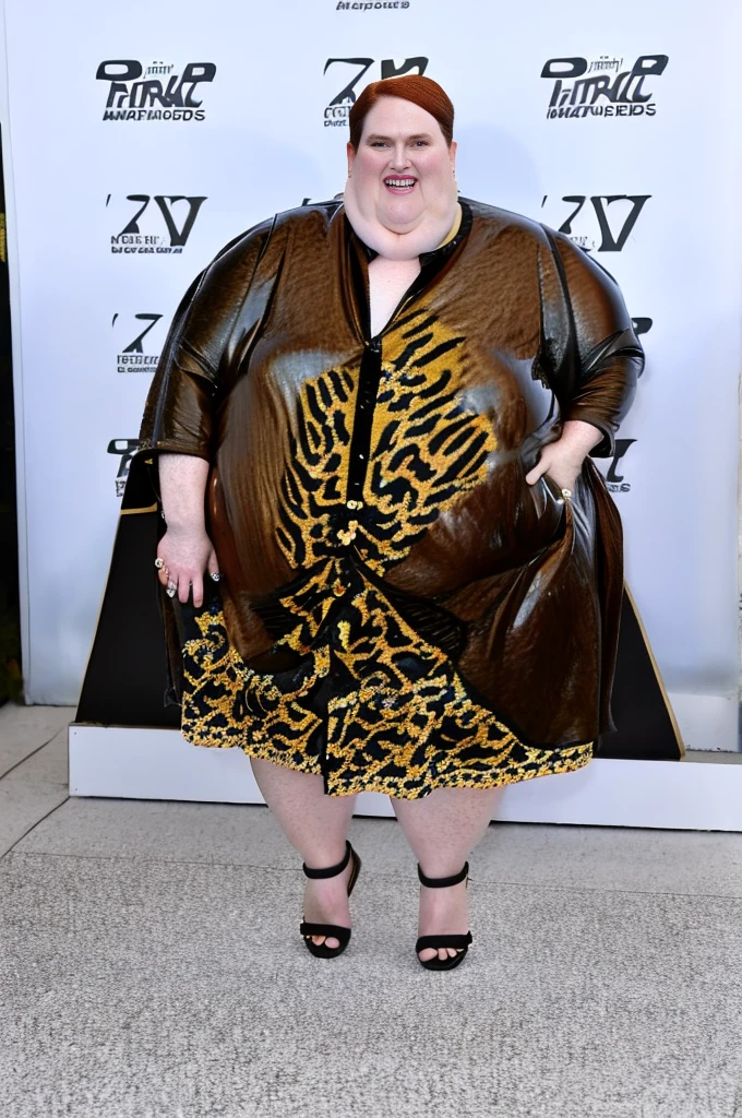 Ssbbw extremely morbidly obese solo Julianne Moore full body alone wearing a leopard dress
