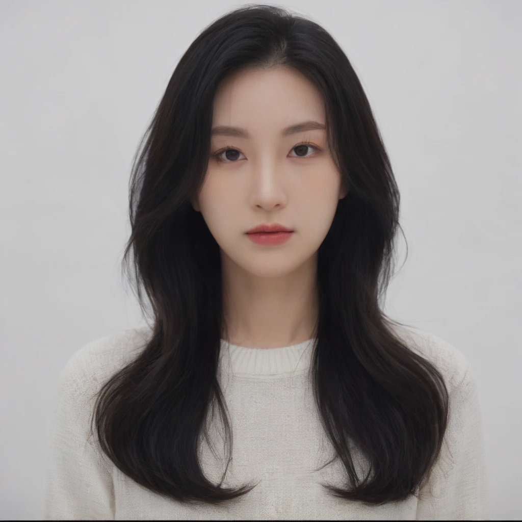 Best Quality, 8k, Masterpiece, (Portrait: 1.3), (photo realistic:1.4), (hyper realistic:1.4), Sharp Focus, looking at viewer, (smoother lighting:1.1), (increase cinematic lighting quality:0.9), realistic lighting, backlighting, light on face, ray trace, (brightening light:1.2), (Increase quality:1.4), sharp detail, (best quality real texture skin:1.4), finely detailed eyes, black_eyes, finely detailed face, 25 year old Korean woman, (white formal_shirt:1.4), (Create an image maintaining the original base model hairstyle:1.5)