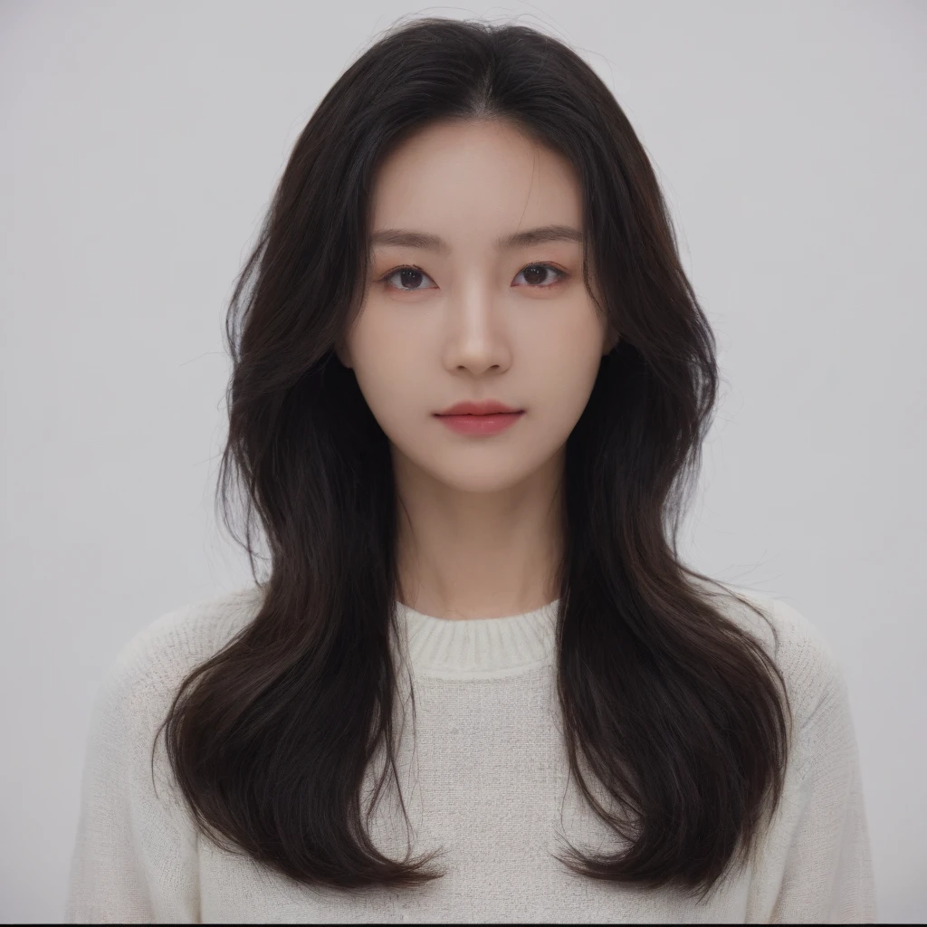 Best Quality, 8k, Masterpiece, (Portrait: 1.3), (photo realistic:1.4), (hyper realistic:1.4), Sharp Focus, looking at viewer, (smoother lighting:1.1), (increase cinematic lighting quality:0.9), realistic lighting, backlighting, light on face, ray trace, (brightening light:1.2), (Increase quality:1.4), sharp detail, (best quality real texture skin:1.4), finely detailed eyes, black_eyes, finely detailed face, 25 year old Korean woman, (white formal_shirt:1.4), (Create an image maintaining the original base model hairstyle:1.5)
