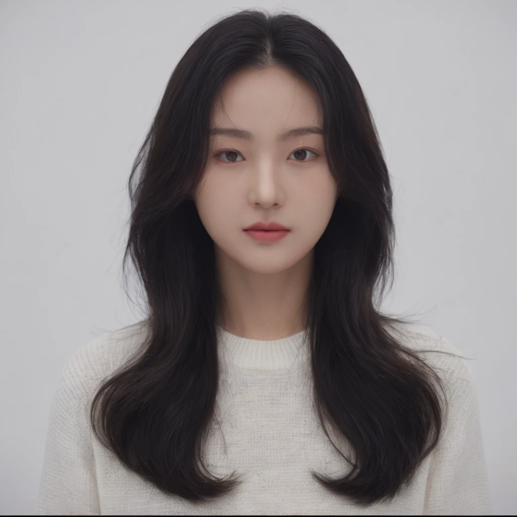 Best Quality, 8k, Masterpiece, (Portrait: 1.3), (photo realistic:1.4), (hyper realistic:1.4), Sharp Focus, looking at viewer, (smoother lighting:1.1), (increase cinematic lighting quality:0.9), realistic lighting, backlighting, light on face, ray trace, (brightening light:1.2), (Increase quality:1.4), sharp detail, (best quality real texture skin:1.4), finely detailed eyes, black_eyes, finely detailed face, 25 year old Korean woman, (white formal_shirt:1.4), (Create an image maintaining the orig...