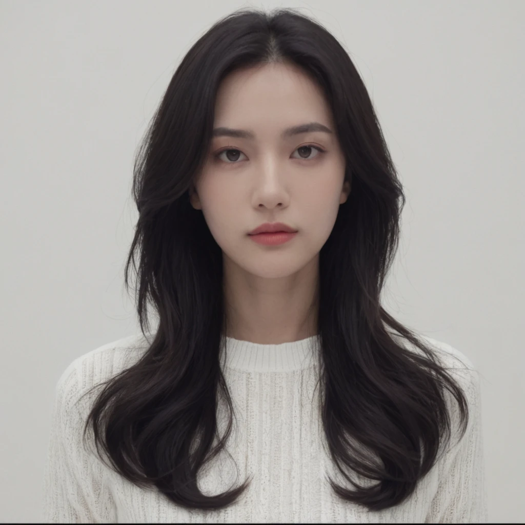 Best Quality, 8k, Masterpiece, (Portrait: 1.3), (photo realistic:1.4), (hyper realistic:1.4), Sharp Focus, looking at viewer, (smoother lighting:1.1), (increase cinematic lighting quality:0.9), realistic lighting, backlighting, light on face, ray trace, (brightening light:1.2), (Increase quality:1.4), sharp detail, (best quality real texture skin:1.4), finely detailed eyes, black_eyes, finely detailed face, 25 year old Korean woman, (white formal_shirt:1.4), (Create an image maintaining the original base model hairstyle:1.5)