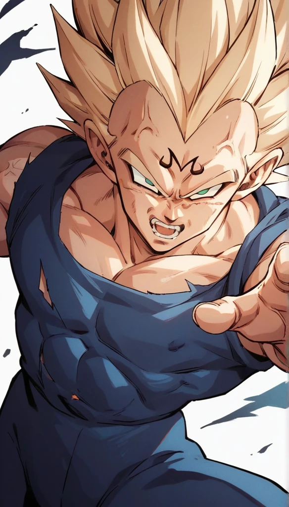 score_9, source_anime, score_8_up, score_7_up, lineart, portrait, drawing, sketch, 1boy, solo, , Majin dramatic lighting, dynamic pose, dynamic composition, action scene, action pose, angry, High Resolution,