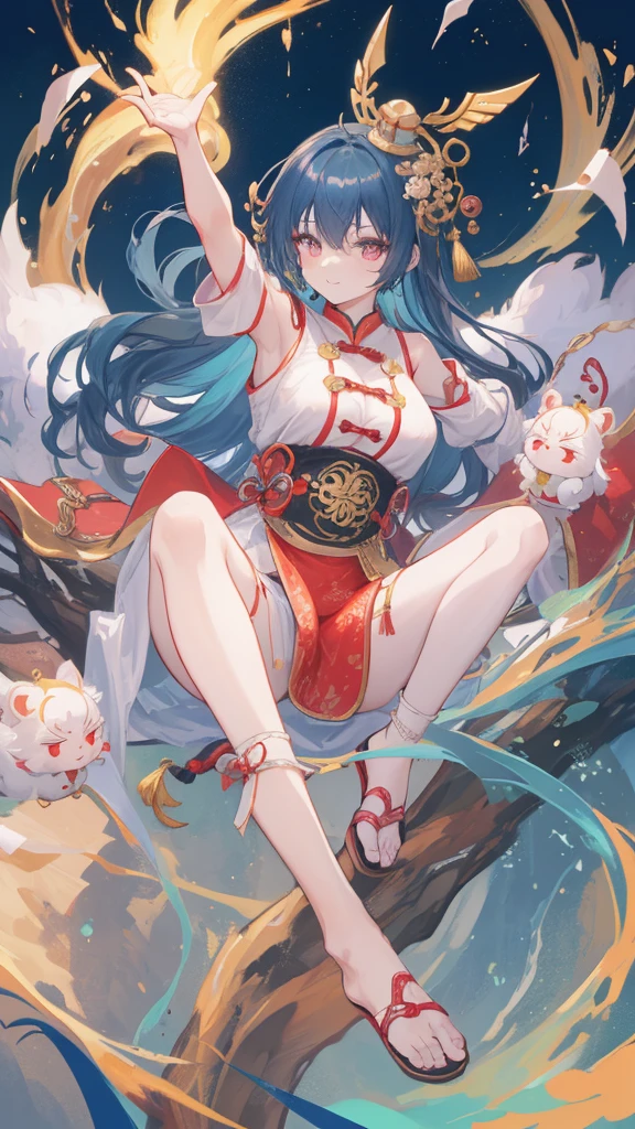 

**Concept Description:**

The wallpaper should depict a joyful scene where the Jiangshi girl, with her characteristic large chest and simple-minded expression, is jumping to hug the muscular nerd with glasses. The nerd should have a surprised but happy expression, reflecting the bond and adventures they have shared. The background could include elements from the story such as a quaint village or a mysterious forest to give a sense of their journey.

**Character Details:**

1. **Jiangshi Girl (Xiao Li):**
   - Appearance: Long, flowing hair, large chest, wearing traditional Chinese attire.
   - Expression: Radiant and carefree smile, capturing her joyful and innocent nature.
   - Pose: Mid-air, arms wrapped around the nerd's neck, legs bent as if in a jump.

2. **Muscular Nerd (Yang Chen):**
   - Appearance: Muscular build, wearing glasses, casual but slightly nerdy clothing.
   - Expression: Happy surprise, showing warmth and affection towards the Jiangshi girl.
   - Pose: Standing firmly, arms slightly outstretched to catch and support Xiao Li.

**Background:**
   - A blend of natural and mystical elements, such as trees and ancient Chinese architecture, to set the adventurous and fantastical tone of their story.
