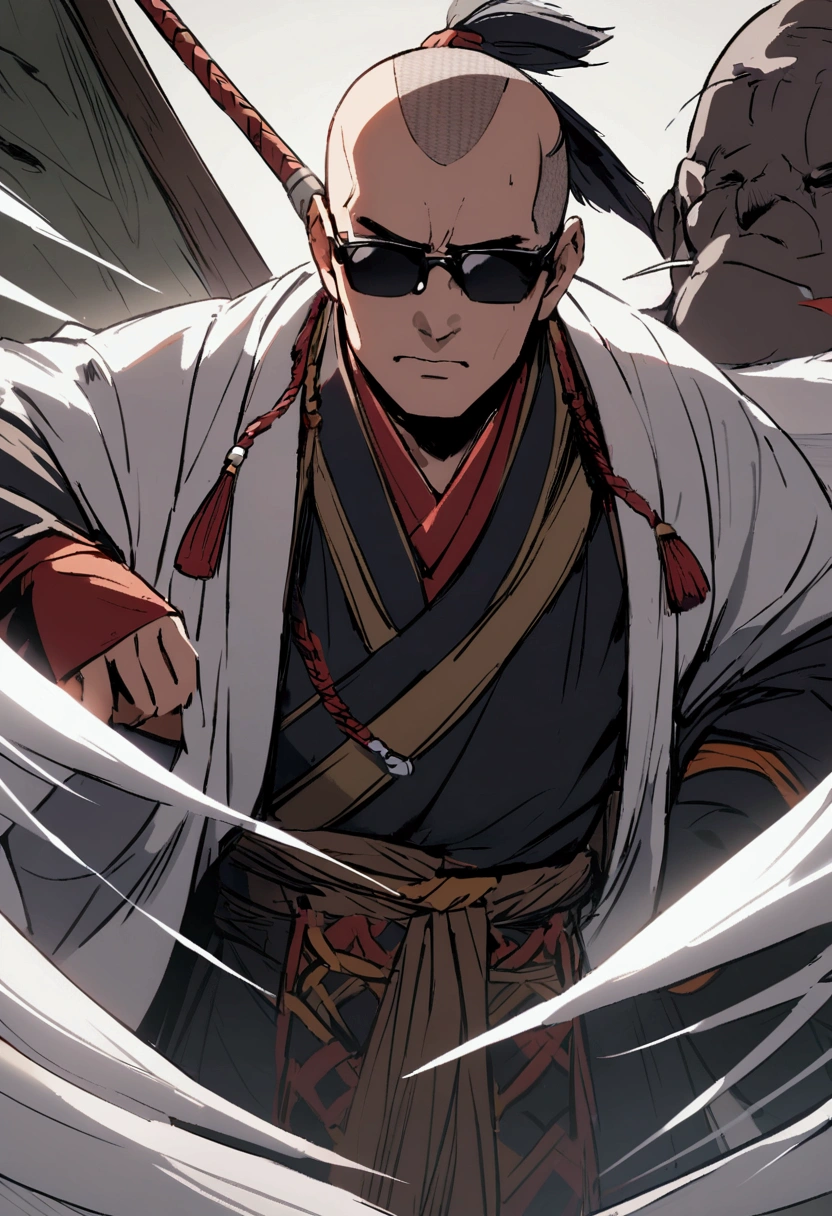 Japanese monk、Small、Expert、strongest、sunglasses、Hunter、9 White Tails、Tengu incarnation、Shaved head