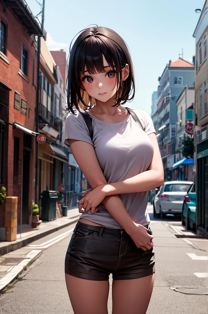 One girl, cute, young, (3N1DS1NCL41R:0.9), Extremely detailed, Street Photography, {Highest quality}, {{masterpiece}}, {High resolution}