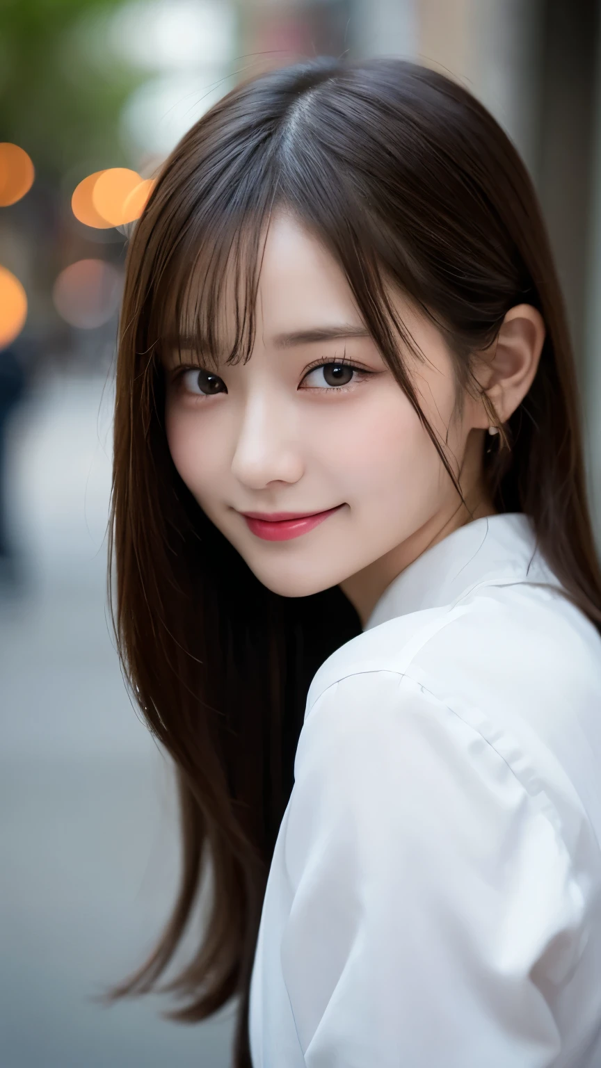 Tabletop, Highest quality, shape, Very detailed, finely, High resolution, 8k wallpaper, 完璧なダイナミックな構shape, Beautiful and exquisite,ランダムなcute髪,,Natural color lip, Bold sexy pose,smile、20-year-old girl、cute、Looking into the camera,Always blur the background,Perfect and beautiful face,Slim face and figure,Big eyes、Putting on gal makeup,Small face,Shooting from below、Blurred Background,Elegant feminine face、smile、Actual Photos、tach、Real Photo、Raw photo、Real human skin,finely描かれた肌:1,4