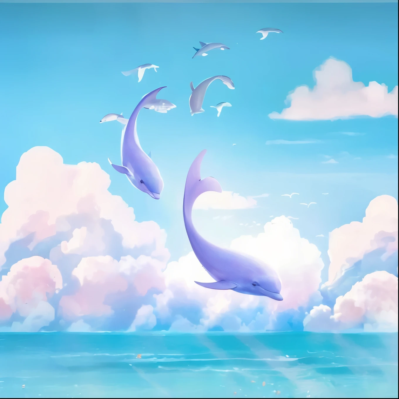 masterpiece, best quality, Super Detail, (whole body: 1.2), dolphin, official art works