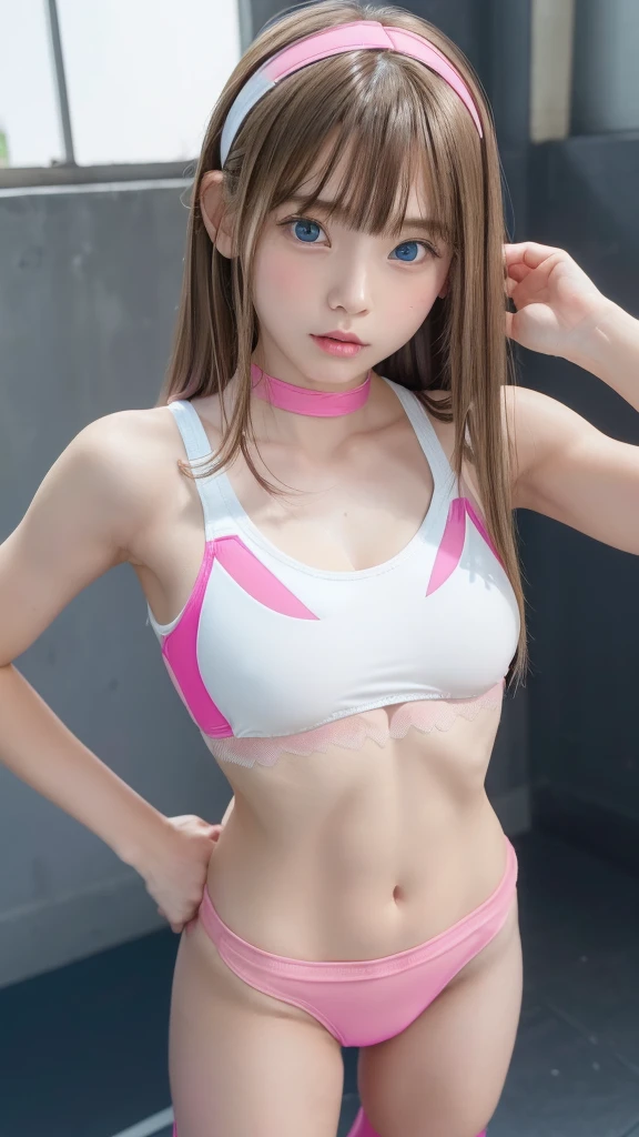 (((1 small cute girl/Very Small Flat Chest/whole body))),(((On the Prairie))),(((innocent))),(((Petite figure))),(((Big Blue Eyes))),(Lightroom:1.13)、Soft Light、(Natural Skin Texture:1.2)、(Hyperrealism:1.2)、Sharp Focus、Highest quality, Photorealistic, In 8K, High resolution, (Skin Dentition), (Portrait:0.6), Pure Eros Face_v1:1,(((A pure 10-year-old)))、Nice cute girl、(((white and hot pink combination sports bra swimsuit/Small breasts:1.72))),((Dark blonde long straight hair/Hair band/Neckband, Parted bangs:1.7)), (((See through clothes))),(((Undersized clothing))),(((Revealing clothes))), (((Childlike)))、((())),(((In the pussy part pantyliner))),(((Leg Shot))),(((Very Small Flat Chest))),(((NSFW)))