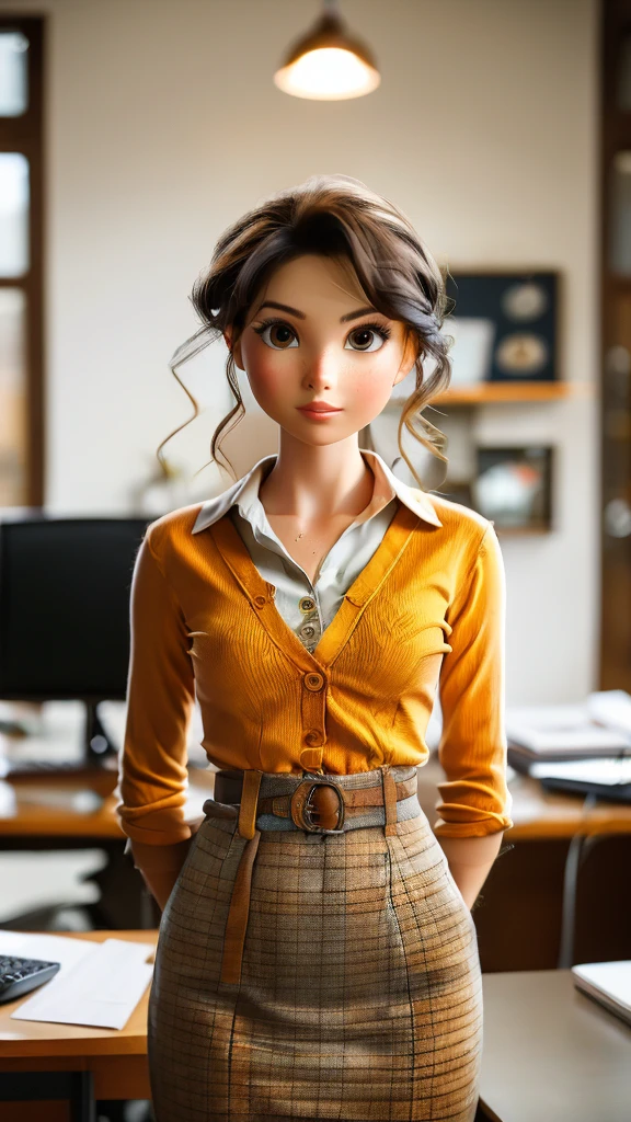 woman in yellow shirt and tie standing in an office with her hands on her hips, well lit professional photo, corporate portait, professional profile picture, professional picture, business woman, photo of a woman, professional portrait, professional corporate portrait, young business woman, corporate boss, professional portrait photo, female in office dress, regal and proud robust woman, professional profile photo