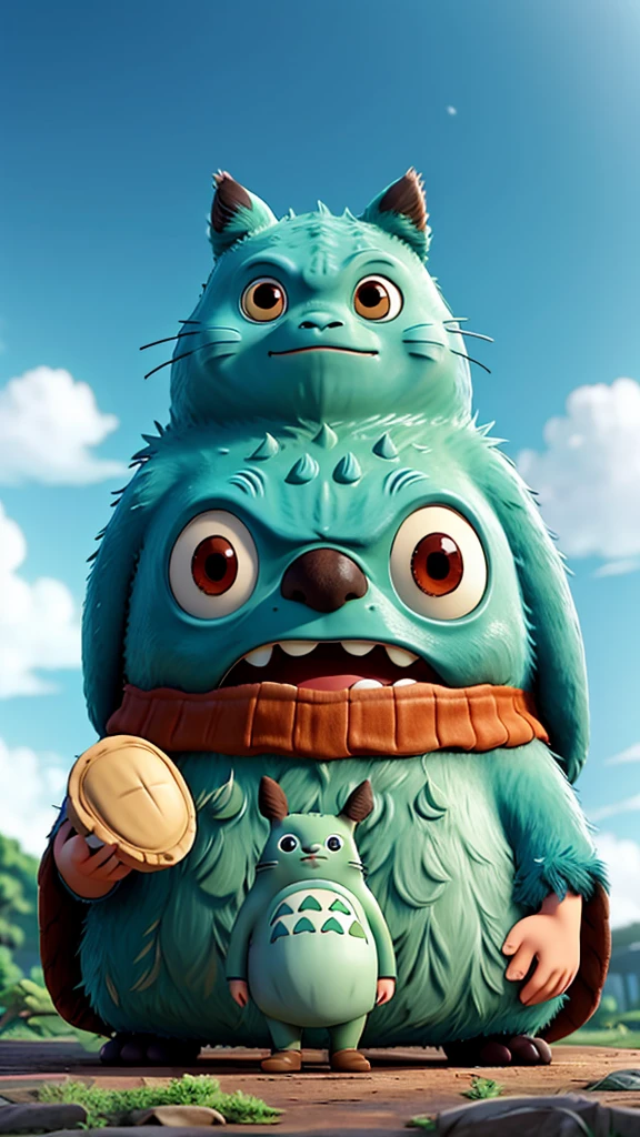 Ghibli-style Totoro and One Piece
