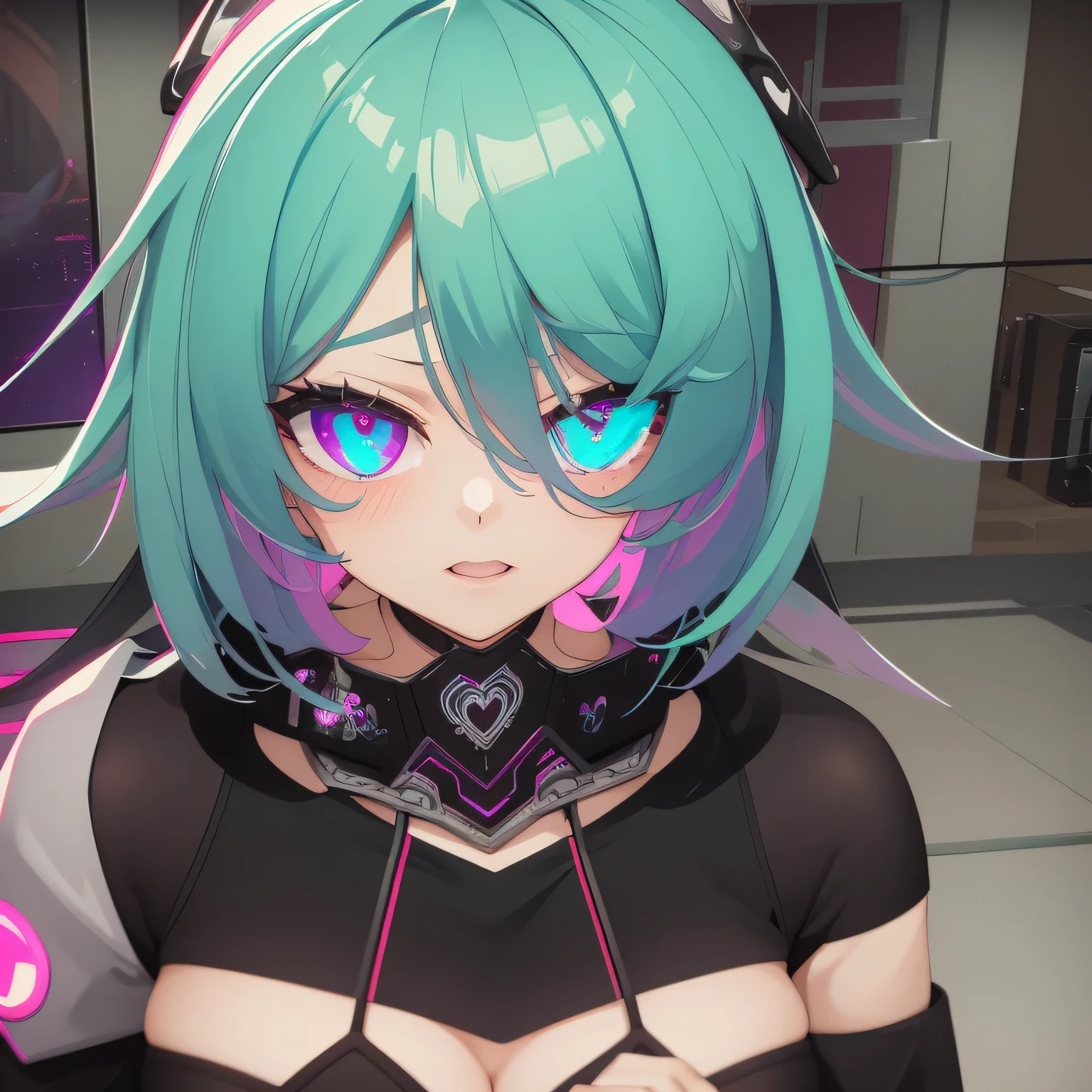 S3wrSlvtGl1tchCr3, Anime Glitch, Glitchcore, glitchgirl, breakcore, close up girl, ahegao, heart eyes