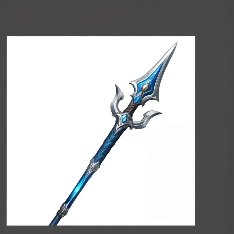 a blue and 银sword with a long blade on a white background, Realistic long spear, polearm sword, intricate fantasy spear, medievil spear, polearm, sword, Scepter, 银sword, spear, Sword and Wand - Water, Sword weapons, Sawtooth sword, Fantasy weapons, Fantasy sword, Magic Fishing Rod Weapon, Armor sword blade