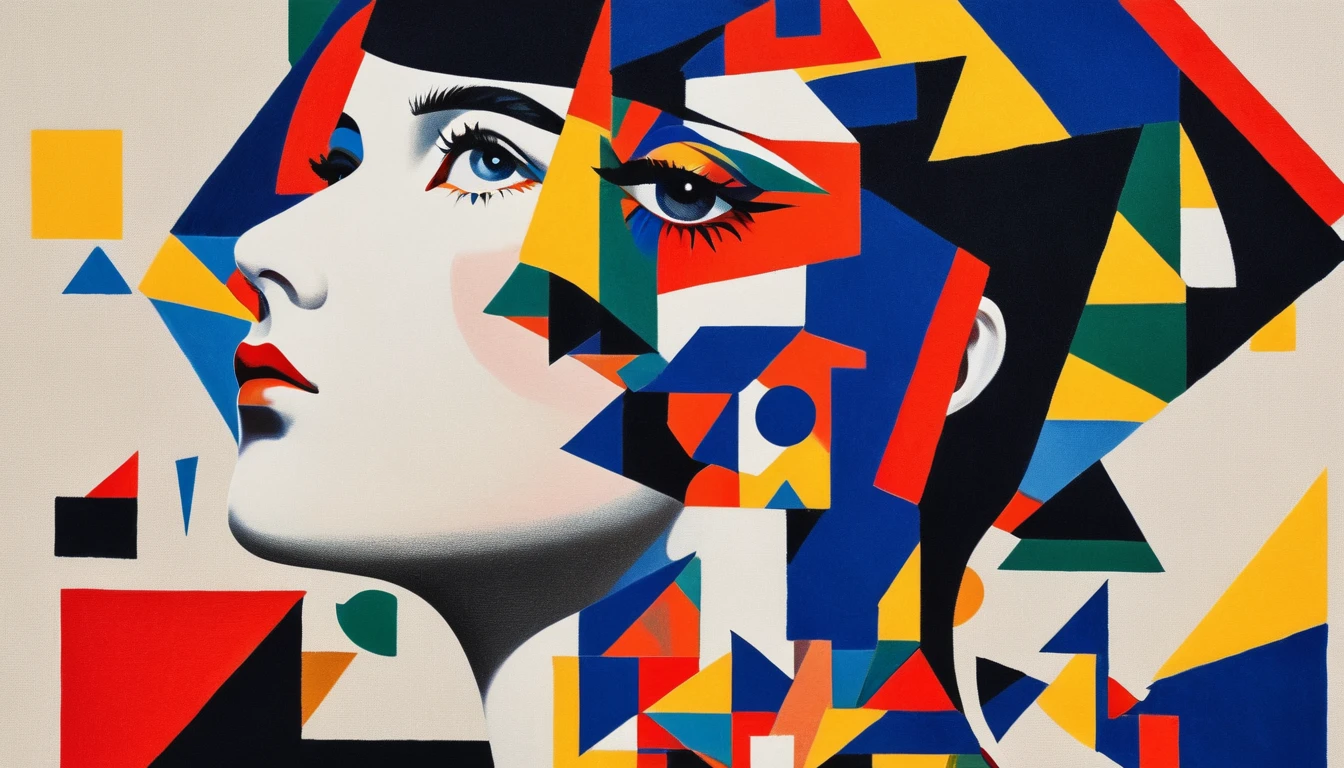 Cubist artwork n the style of Kazimir Malevich, Golden Ratio, The style is too complicated, embroidery, Unsplash, [plunder| kangaroo], the plunder is Furious, Magical Realism, Kazimir Malevich style, Kazimir Malevich art, Kazimir Malevich . Geometric shapes, Abstract, Innovative, Sexual