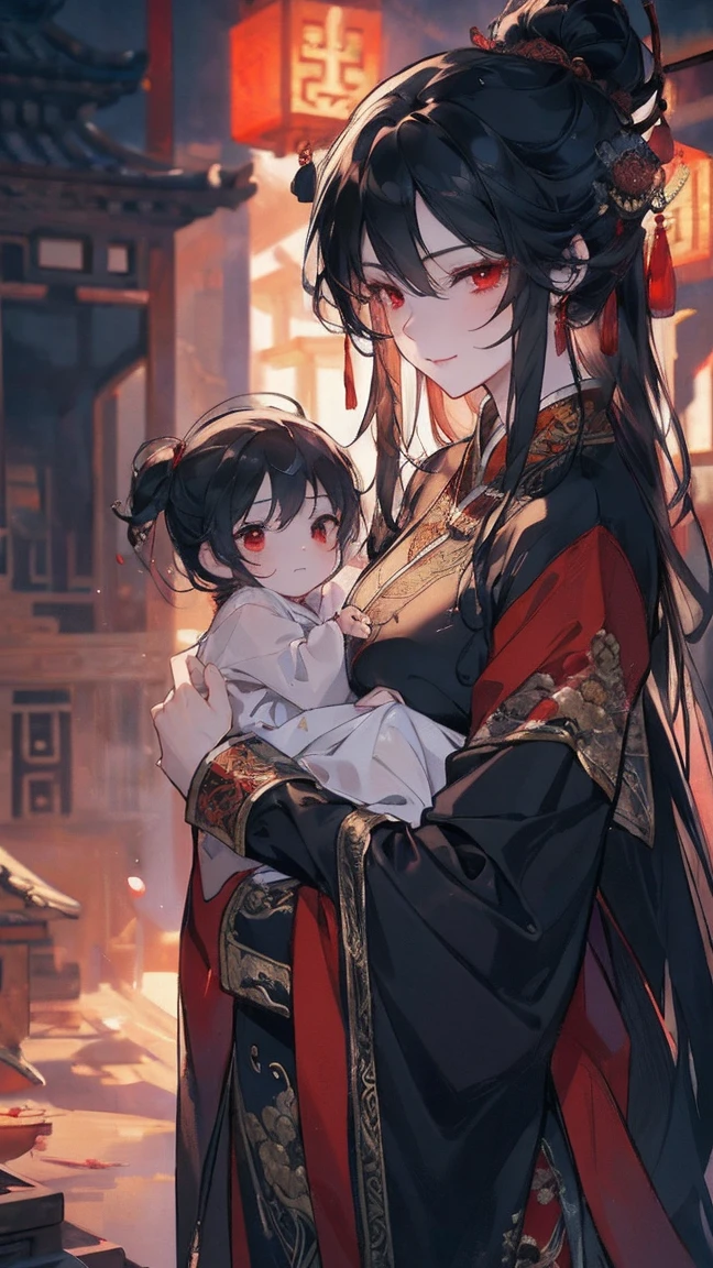 Period drama manga style　A 15-year-old super beautiful Chinese girl with black hair in a bun cut(1 person)　She is wearing a royal red long-sleeved Chinese dress with embroidered family crest.　In a dimly lit bedroom　Floral Futon　She is forced to spend the night with the perverted old emperor and cries in fear.　She exposes her nipples and starts having sex with a penis inserted into her pussy in a cowgirl position.　She loses her virginity and becomes pregnant　She was creampied with cum from a high-speed piston