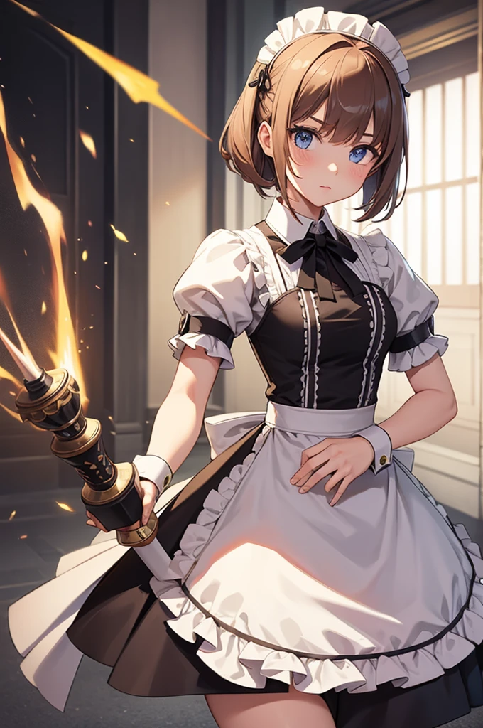 1girl, solo, battle maid, holding mace