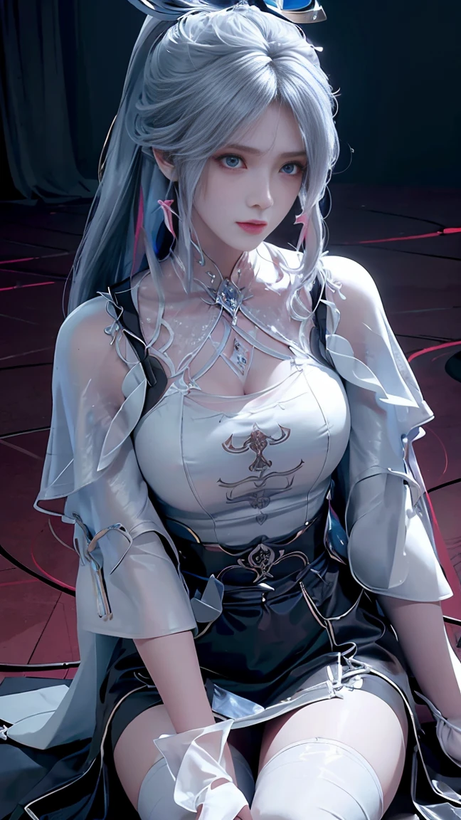 a white hair、Close-up of miss wearing white mask, Beautiful character painting, Gu Weiss, Gurwitz-style artwork, White-haired god, author：Yang Jie, Epic and beautiful character art, Stunning character art, author：Fan Qi, by Wuzhun Shifan, pixiv Art Street Guviz, Single ponytail, insult, High Ponytail, Tall and big, Long legs, (Sleeveless lace shirt), (shorts), (Striped )), ((Striped )), Walk, elegant, dignified, miss, Beautiful curves, sweet smile, Strong sense of detail and layering, Rich and colorful color, Has a unique texture, rich and colorful, color, vivid, Design Art, 16K, Very detailed, {{illustration}}, {Extremely refined}, {Exquisite surface treatment}, Very detailed, Delicate and shining eyes, {{Light}}, 极致灯Light效果, Model: realism, CFG size: 12, Laura: Bright texture (1.35), high quality, masterpiece, Exquisite facial features, Delicate hair depiction, Detailed depiction of the eyes, masterpiece, best quality, Light line tracing, Extremely detailed CG unified 8k wallpaper, masterpiece, best quality, (1 girl), Perfect body, (((tight white t shirt))), beautiful eyes, (Delicate face), Black short hair, Tie your hair up, Light blue hairpin, Black Silk Frame Glasses, in class, (White skin), (Optimal Lighting), (Super intricate details), 4K Unified, (Very detailed CG), Showing off her white legs, , Hot Pants, shorts,性感Long legs, Thin waist, Sweat is running down my waist, Showing belly, Extremely detailed depiction, Pink Hair, Asymmetrical bangs, Transparent clothes, Hands on thighs, 把目Light移开, 8k resolution, Raise an eyebrow, Shiny hair, Flower head, Wristband, bandage，Leather sexy pose, simple grey background, Crawl to the audience, Kitten pose, Get on all fours,