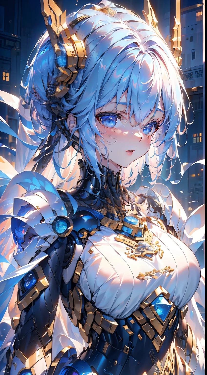 One young and beautiful woman,(Highest quality,Extremely detailed depiction,Incredibly absurd high resolution,Anatomically accurate depiction,Curvy Legs,Detailed pupil),(Glowing Skin,Shiny skin),(A futuristic AI navigator),(Ultra-reflective silver latex bodysuit:1.3,Very strong gloss,Futuristic costumes,Electronic Being),eyelash,(Silver Eyes,Crazy Eyes,There is cleavage in the chest,A seductive smile,Glossy Lips,Flashy makeup,eye shadow,eyeliner,mascara,Seductive gestures,Half-closed eyes:1.5),whole body,background:Electronic World