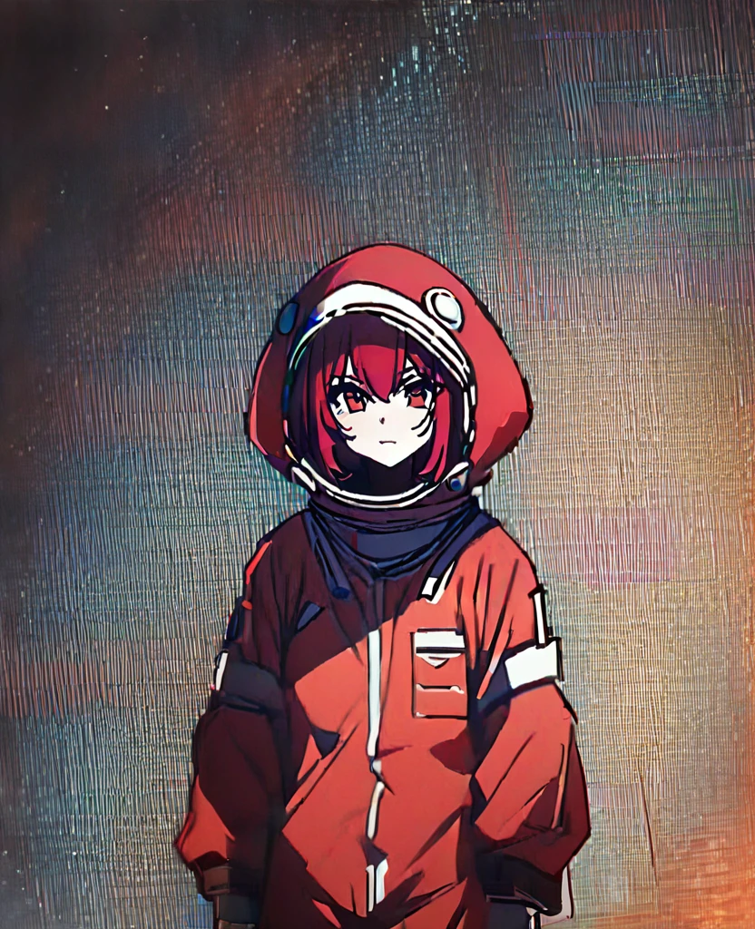 1 girl, red spacesuit, 1×1