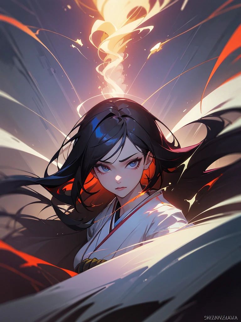 (Dramatic Digital Artwork:1.3) of,(Energetic:1.3) portrait of female (snezanasakovic2:1.1) wearing a kimono, style-sylvamagic, fashion girl,CGSociety,ArtStation
