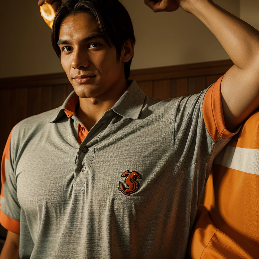 Charmander with Peruvian sports university polo shirt