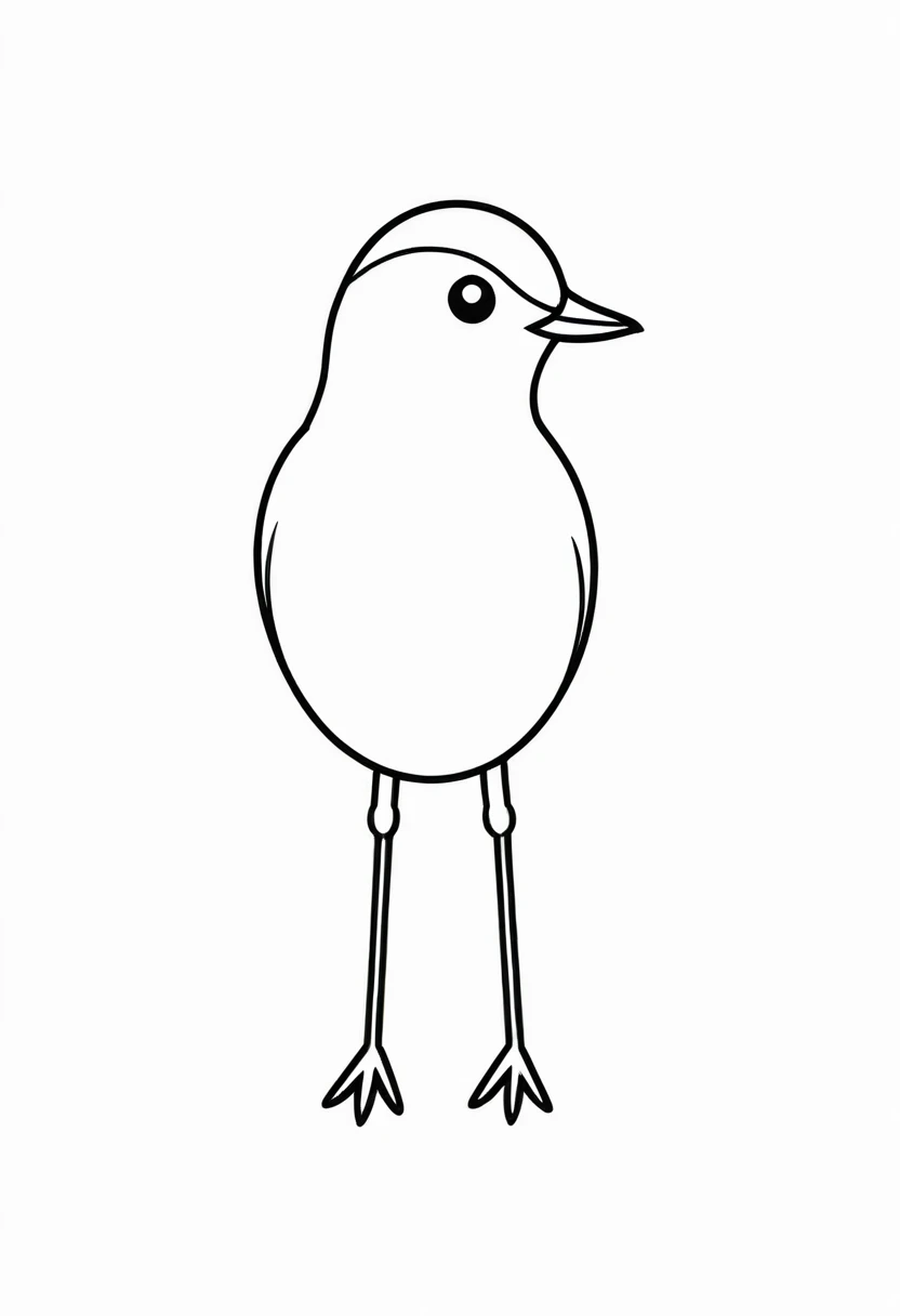a outline icon design, a small bird, minimalistic, black and white drawing, detailed, 8k