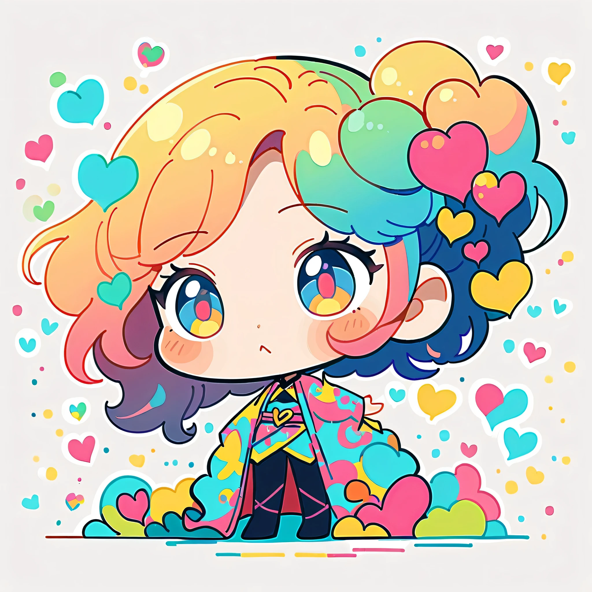 Black Star Pink and White style, Simple Line Initialism,Abstract art,Urban Background, colorful hearts ,(((The most beautiful girl of all time))), (((chibi))),
