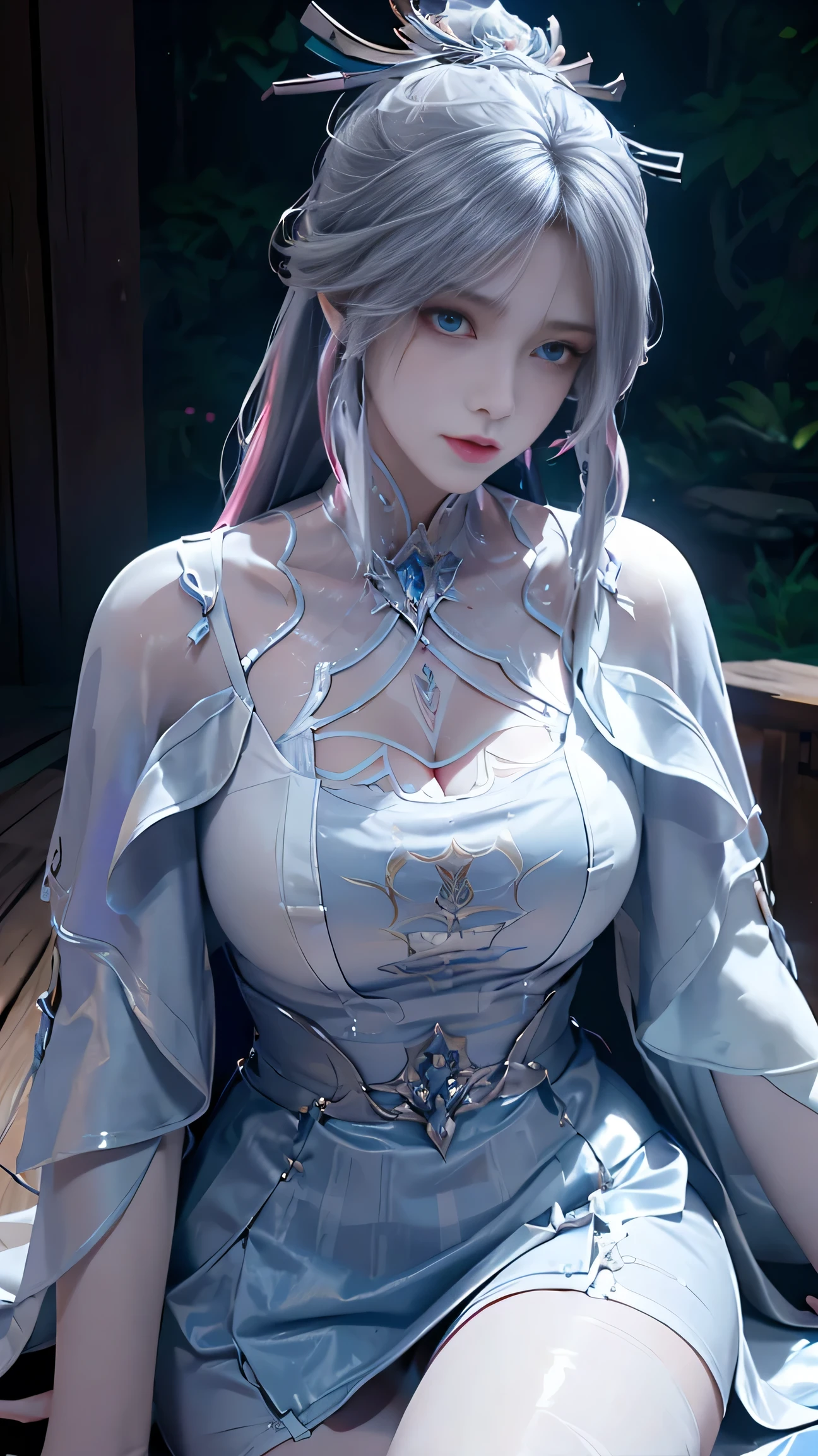 a white hair、Close-up of miss wearing white mask, Beautiful character painting, Gu Weiss, Gurwitz-style artwork, White-haired god, author：Yang Jie, Epic and beautiful character art, Stunning character art, author：Fan Qi, by Wuzhun Shifan, pixiv Art Street Guviz, Single ponytail, insult, High Ponytail, Tall and big, Long legs, (Sleeveless lace shirt), (shorts), (Striped )), ((Striped )), Walk, elegant, dignified, miss, Beautiful curves, sweet smile, Strong sense of detail and layering, Rich and Farbeful Farbe, Has a unique texture, rich and Farbeful, Farbe, vivid, Design Art, 16K, Very detailed, {{illustration}}, {Extremely refined}, {Exquisite surface treatment}, Very detailed, Delicate and shining eyes, {{Light}}, Extreme Light Effect, model: Realism, CFG size: 12, Laura: Bright texture (1.35), high quality, masterpiece, Exquisite facial features, Delicate hair depiction, Detailed depiction of the eyes, masterpiece, best quality, Light line tracing, Extremely detailed CG unified 8k wallpaper, masterpiece, best quality, (1 girl), Perfect body, (((tight white t shirt))), beautiful eyes, (Delicate face), Black short hair, Tie your hair up, Light blue hairpin, Black Silk Frame Glasses, in class, (White skin), (Optimal Lighting), (Super intricate details), 4K Unified, (Very detailed CG), Showing off her white legs, , Hot Pants, shorts,Sexy Long Legs, Thin waist, Sweat is running down my waist, Showing belly, Extremely detailed depiction, Pink Hair, Asymmetrical bangs, Transparent clothes, Hands on thighs, Move your eyes away, 8k resolution, Raise an eyebrow, Shiny hair, Flower head, Wristband, bandage，Leather sexy pose, simple grey background, Crawl to the audience, kitten pose, Get on all fours,