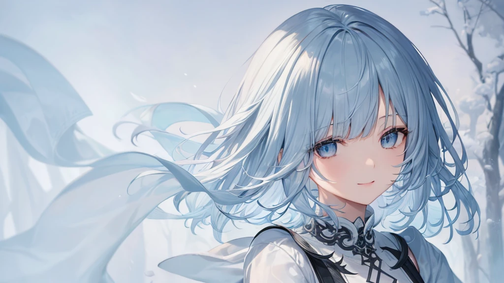 とてもShort Hair, Long bangs between the eyes, Very detailed,(masterpiece、Highest quality)、alone、Gray Hair、Fantasy, Silver Hair, Fantasyな風景、smile、Open your mouth、short hair、Short Hair、hairpin、black eye、Grey Eyes、Beautiful Eyes、Black Shirt、White hoodie