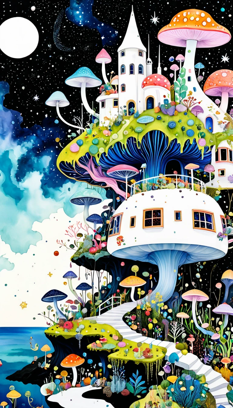 Fungi、Viruicroorganism、plant、Marine life、Eye、Starry Sky，architecture、Stitching together an abstract painting，Describing the inner world of autistic people，Sense of space，White Space，Psychedelic Art