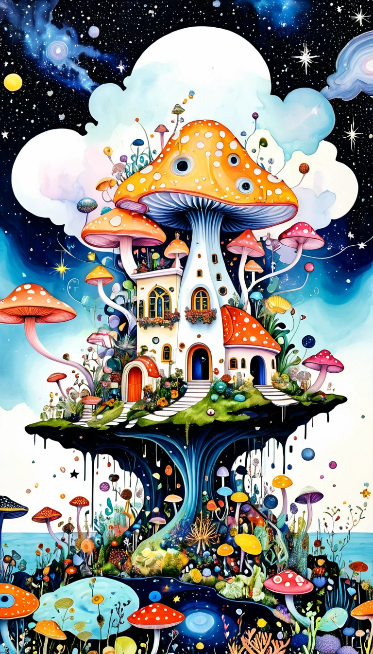 Fungi、Viruicroorganism、plant、Marine life、Eye、Starry Sky,architecture、Stitching together an abstract painting,Describing the inner world of autistic people,Sense of space,White Space,Psychedelic Art