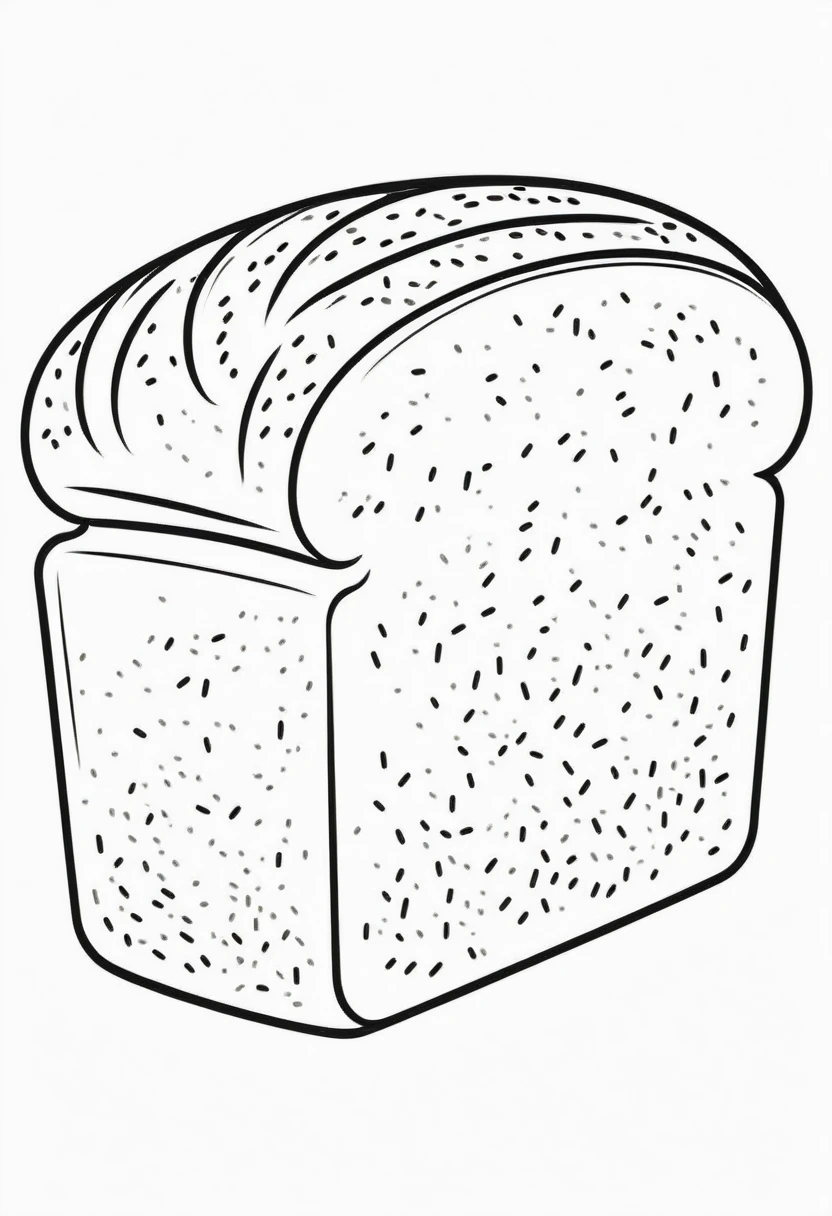 single bread icon, outline style, black and white, no color gradient, without shading, white background