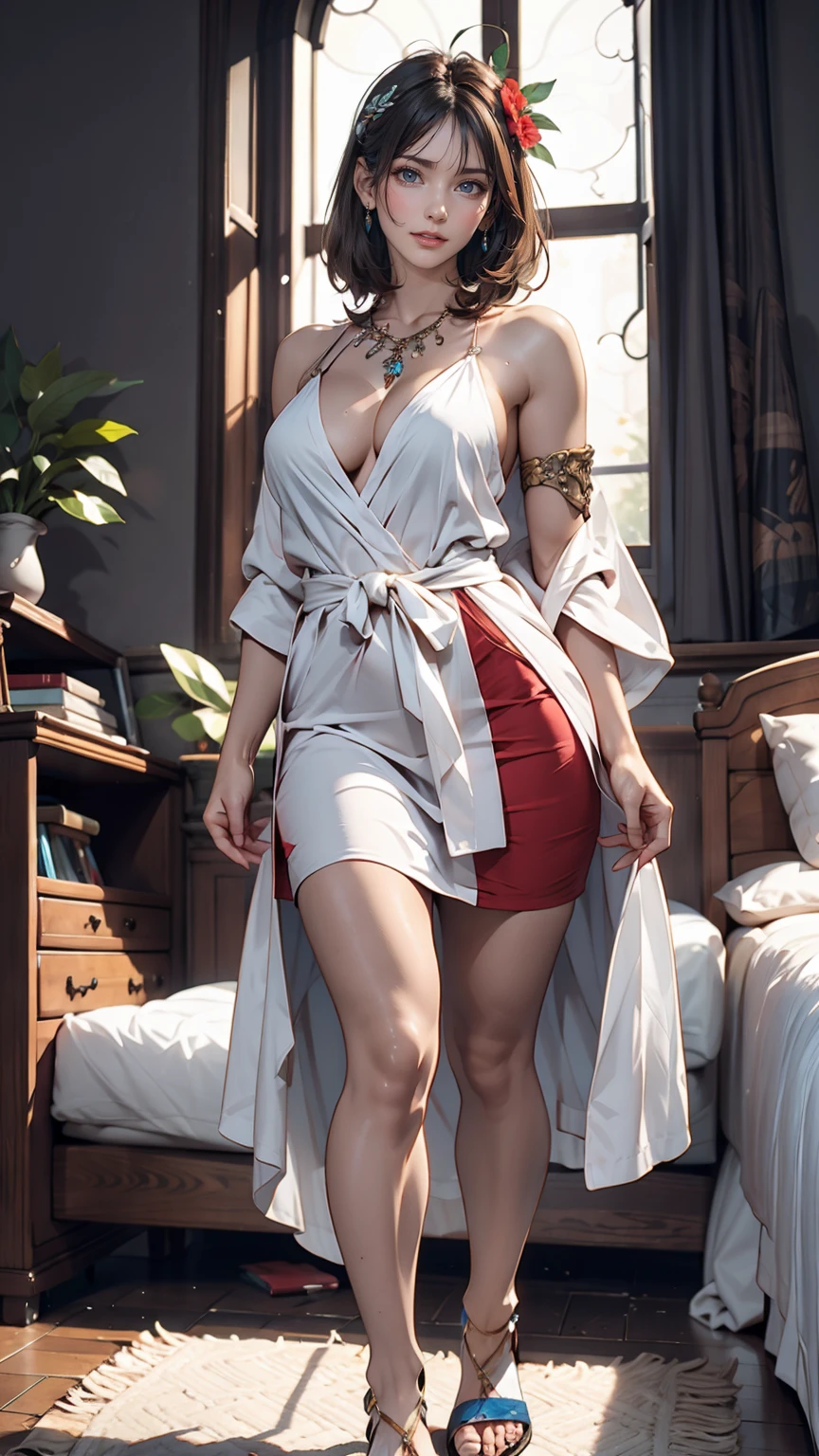 At night, a tall young man with white short hair and cat ears, striking blue eyes, wearing only a pink and white apron, kneeling on the floor in a bedroom,his clothes soaked and revealing his defined physique, (best quality,4k,8k,highres,masterpiece:1.2),ultra-detailed,(realistic,photorealistic,photo-realistic:1.37),HDR,UHD,studio lighting,ultra-fine painting,sharp focus,physically-based rendering,extreme detail description,professional,vivid colors,bokeh