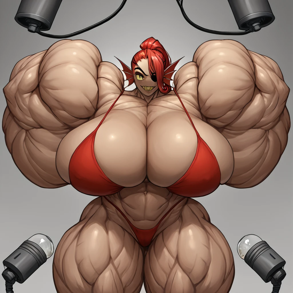 score_9, score_8_up, score_7_up, score_6_up, score_5_up, score_4_up, source_anime, 1girl, undyne \(undertale\), smiling, looking at viewer, portrait, red Bikini, huge overfilled breast_implant, huge keep_inflating_Extrem_like a blimp, filling her up more plump , large Breast Implants breast expander fill up, extremely huge inflated muscles, huge overfilled breast_implant, huge keep_inflating_Extrem_like a blimp, filling her up more plump , large overfilled round Breast Implants breast expander puffed_hyper_breast_implant, She wants to have the biggest breasts in the world she uses an air pump to inflate her breasts so big get bigger and bigge huge overfilled breast_implant, huge keep_inflating_Extrem_like a blimp, filling her up more plump , large Breast Implants breast expander fill up,
