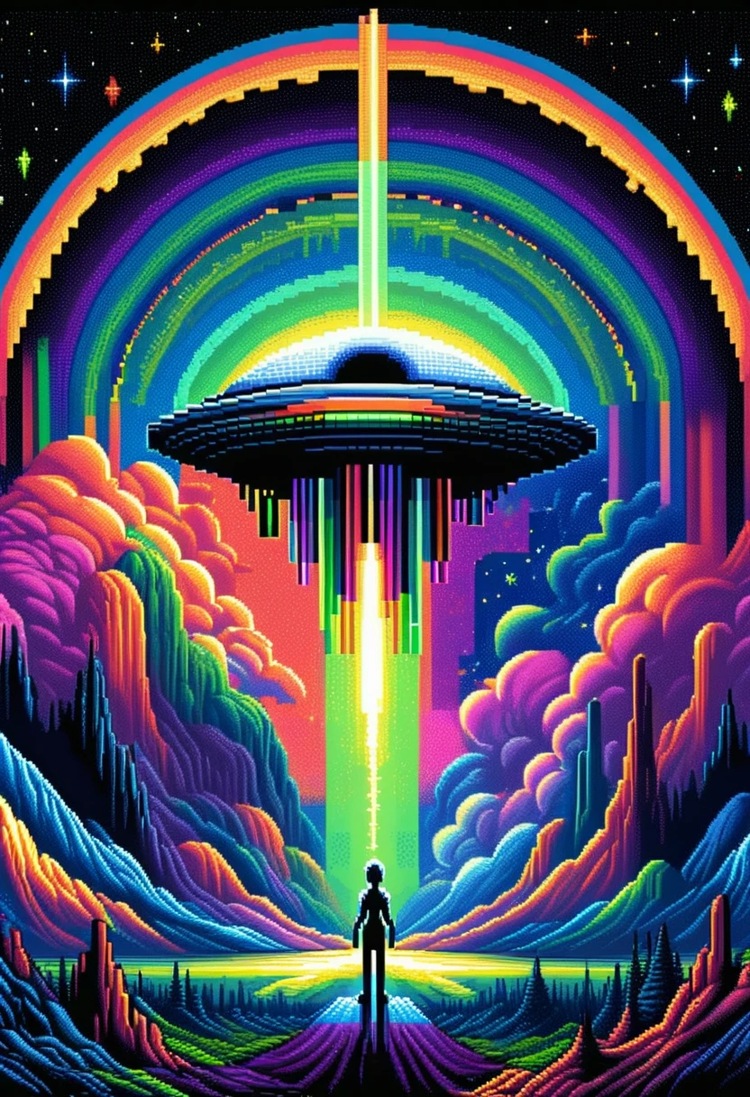 DonM8u663dXL,pixel art  celestial motion, extraterrestrial, solstice, aurora  