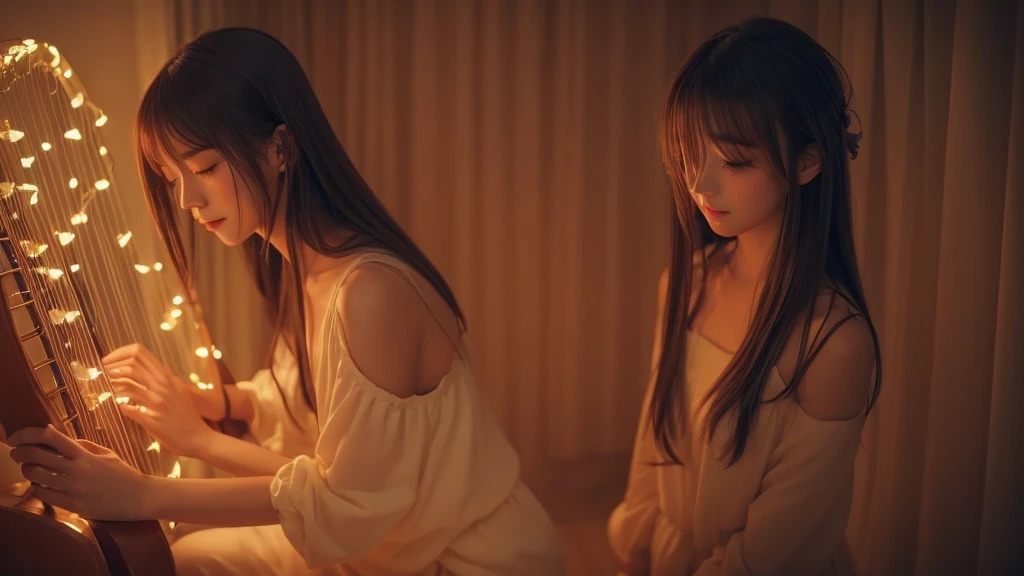 Two Asian girls with long hair and pink blouses posing for a photo., ulzzang, nixeu y Sakimichan, Instagram Template, trend on cgstation, two color hair, Sakimichan, shikami, inspired by Wang Duo, lalisa manobal, trend on cgstation, peach and gum style, the hime cut