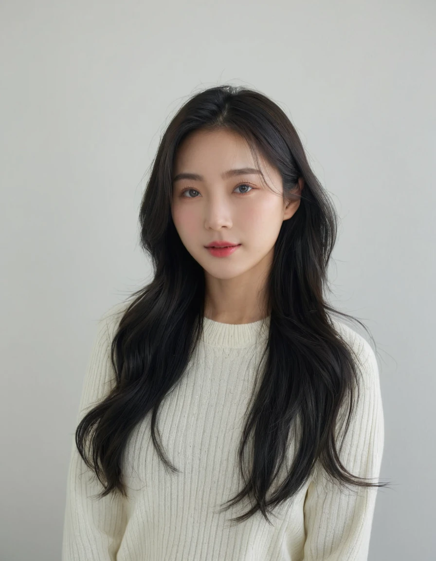Best Quality, 8k, Masterpiece, (Portrait: 1.3), (photo realistic:1.4), (hyper realistic:1.4), Sharp Focus, looking at viewer, (smoother lighting:1.1), (increase cinematic lighting quality:0.9), realistic lighting, backlighting, light on face, ray trace, (brightening light:1.2), (Increase quality:1.4), sharp detail, (best quality real texture skin:1.4), finely detailed eyes, black_eyes, finely detailed face, 25 year old Korean woman