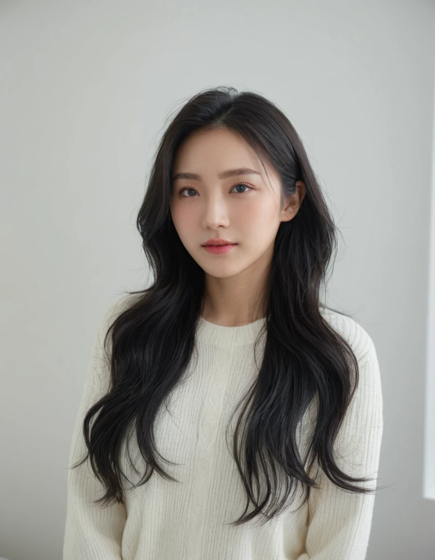 Best Quality, 8k, Masterpiece, (Portrait: 1.3), (photo realistic:1.4), (hyper realistic:1.4), Sharp Focus, looking at viewer, (smoother lighting:1.1), (increase cinematic lighting quality:0.9), realistic lighting, backlighting, light on face, ray trace, (brightening light:1.2), (Increase quality:1.4), sharp detail, (best quality real texture skin:1.4), finely detailed eyes, black_eyes, finely detailed face, 25 year old Korean woman