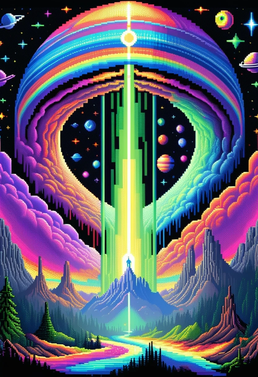 DonM8u663dXL,pixel art  celestial motion, extraterrestrial, solstice, aurora  