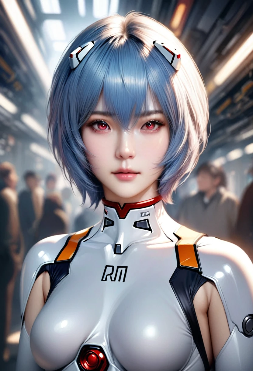 Anime Real,Soft Light, masterpiece, 最high quality,high quality,Delicate face, Realistic,photoRealistic,One girl,
Ayanami Rei,White bodysuit,Red eyes,Pilot Suit,short hair,Blue Hair,bangs,Interface Headset,turtleneck,Hair between the eyes