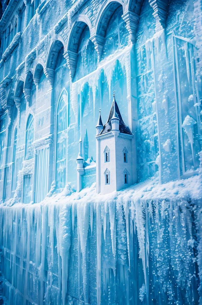 frozen wall, cold, castle, ice crystals