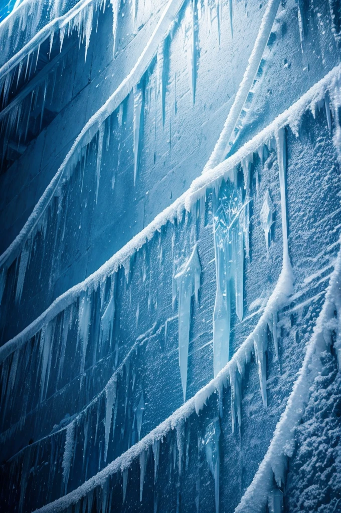 frozen wall, cold, castle, ice crystals, dark environment