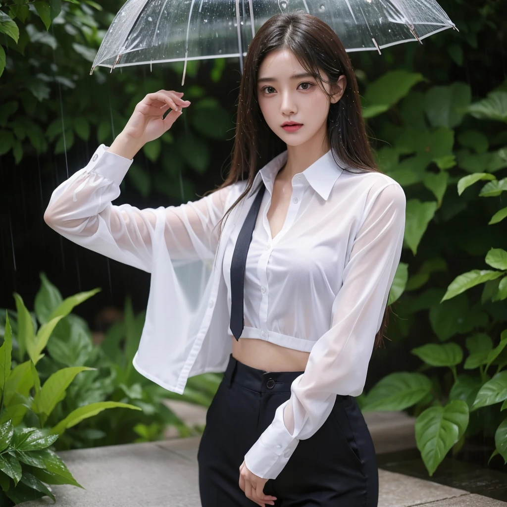 typhoon、Get wet、Beautiful woman in the rain、雨で濡れたBeautyOL、Detailed face、Realistic、beautiful girl、Beauty、Office Lady Uniform、beauty、Beautiful woman、Narrow waist、Handsome woman、Tight pants look、suit、Sexy pose、タイトなsuitパンツ、雨で濡れたsuit、Wet shirt、See-through shirt、Shot in heavy rain、See-through underwear