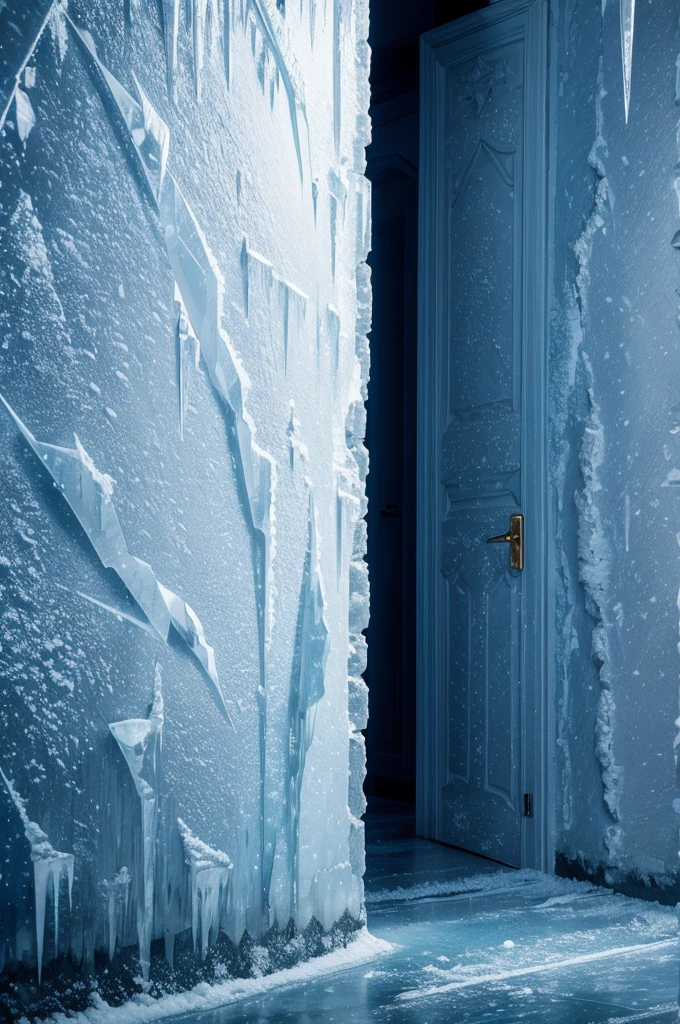 frozen wall, cold, castle, ice crystals, dark environment, punishment