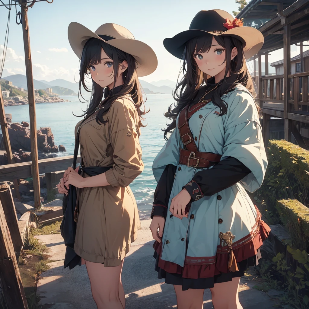 masterpiece, best quality, solo,1girl,looking at viewer,outdoor, cowboy shot,sea,anime style,
 anne