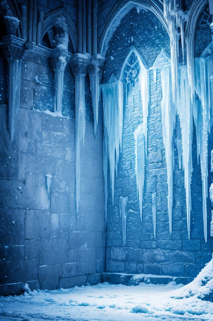 frozen wall, cold, castle, ice crystals, dark prison